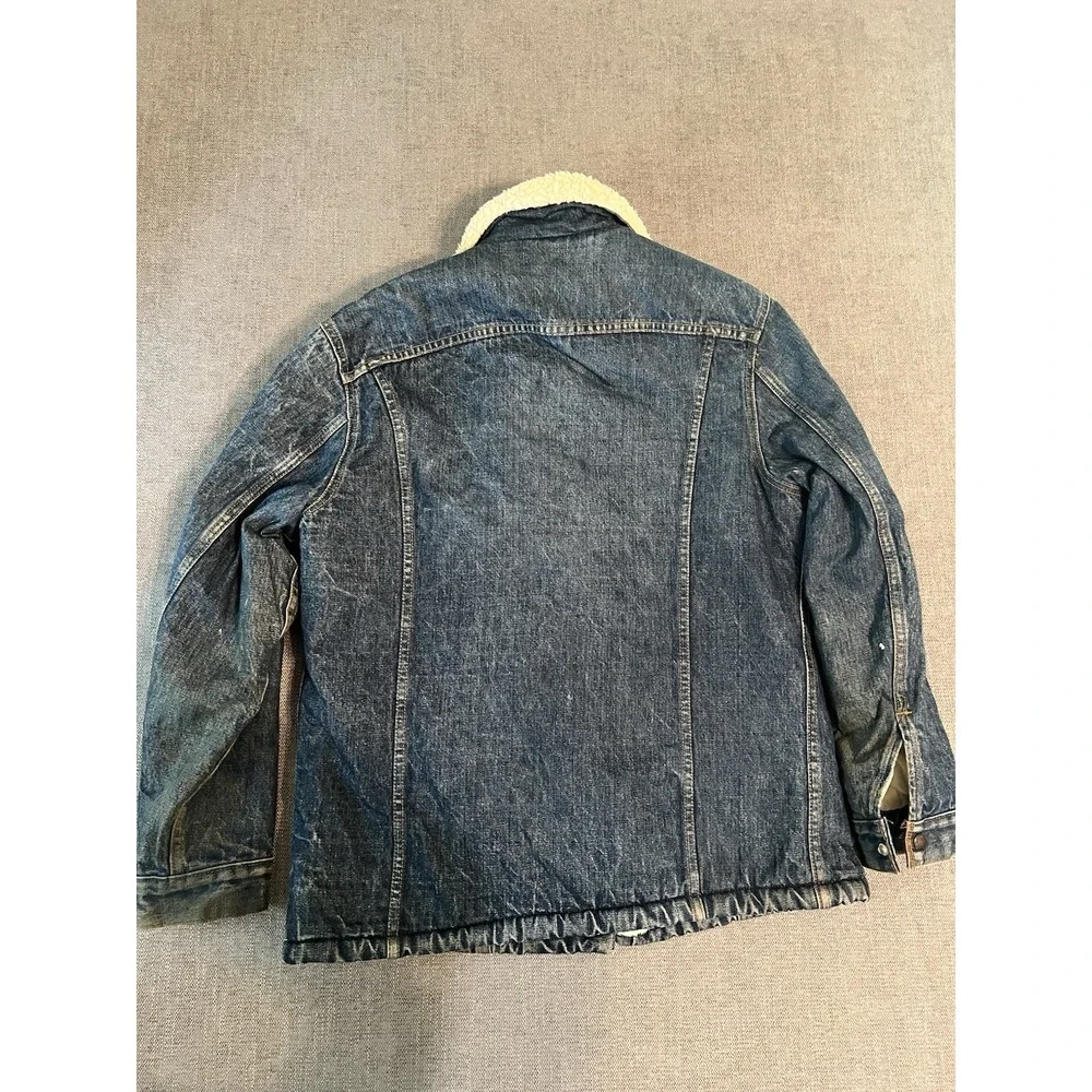 Levi's Vintage 70s Sherpa Lined‎ Truckers Jacket Jean Denim Mens 42R Made USA